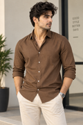 Men Linen Shirt  Brown